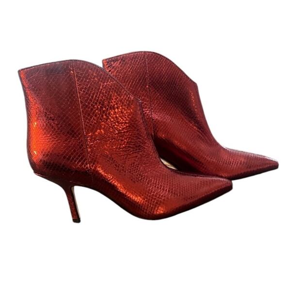 NWOT Marc Fisher Haylian Pointy Toe Bootie Red Snake – Sz 8 - Picture 4 of 9